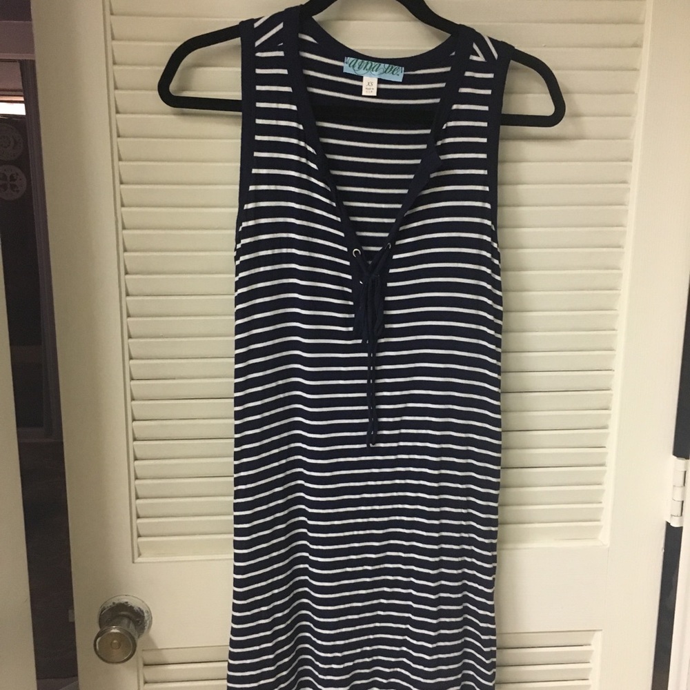 Blue and White Striped Dress